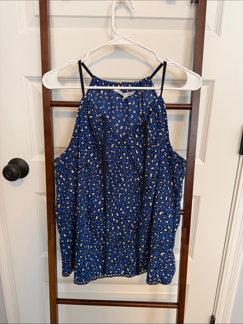 Collective Concepts Royal Blue Leopard-Print Halter Tank